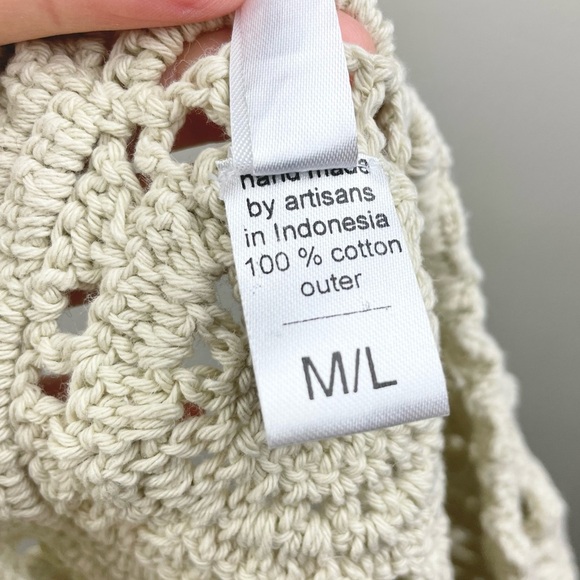 Andi Bagus Women's M/L Lotus Hi Pant Cream High-Waister Crochet Bikini Bottom - Picture 13 of 16